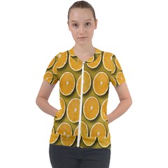 Oranges Slices  Pattern Short Sleeve Zip Up Jacket by artworkshop