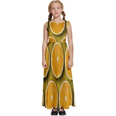 Oranges Slices  Pattern Kids  Satin Sleeveless Maxi Dress by artworkshop