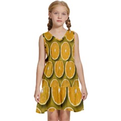 Oranges Slices  Pattern Kids  Sleeveless Tiered Mini Dress by artworkshop