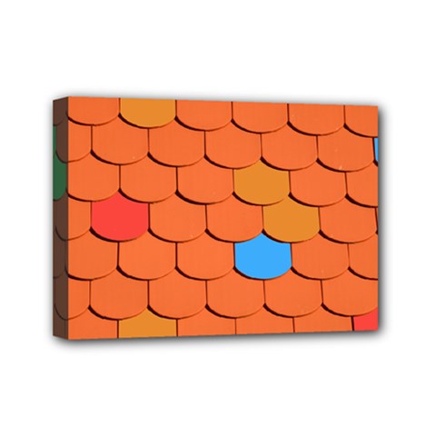Phone Wallpaper Roof Roofing Tiles Roof Tiles Mini Canvas 7  X 5  (stretched) by artworkshop