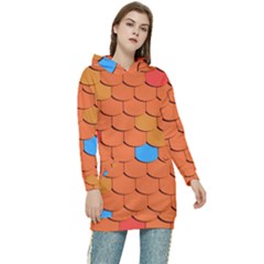 Phone Wallpaper Roof Roofing Tiles Roof Tiles Women s Long Oversized Pullover Hoodie by artworkshop