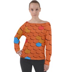 Phone Wallpaper Roof Roofing Tiles Roof Tiles Off Shoulder Long Sleeve Velour Top by artworkshop