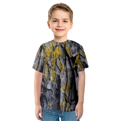 Rock Wall Crevices Geology Pattern Shapes Texture Kids  Sport Mesh Tee by artworkshop