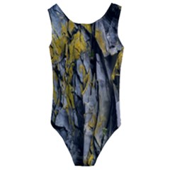 Rock Wall Crevices Geology Pattern Shapes Texture Kids  Cut-out Back One Piece Swimsuit by artworkshop