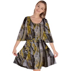 Rock Wall Crevices Geology Pattern Shapes Texture Velour Kimono Dress by artworkshop