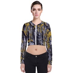 Rock Wall Crevices Geology Pattern Shapes Texture Long Sleeve Zip Up Bomber Jacket by artworkshop