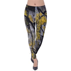 Rock Wall Crevices Geology Pattern Shapes Texture Velvet Leggings by artworkshop