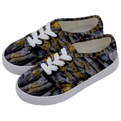Rock Wall Crevices Geology Pattern Shapes Texture Kids  Classic Low Top Sneakers by artworkshop