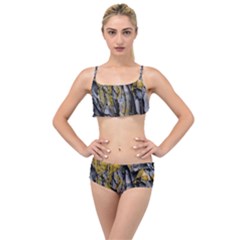 Rock Wall Crevices Geology Pattern Shapes Texture Layered Top Bikini Set by artworkshop