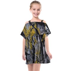 Rock Wall Crevices Geology Pattern Shapes Texture Kids  One Piece Chiffon Dress by artworkshop