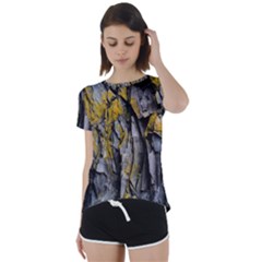 Rock Wall Crevices Geology Pattern Shapes Texture Short Sleeve Foldover Tee