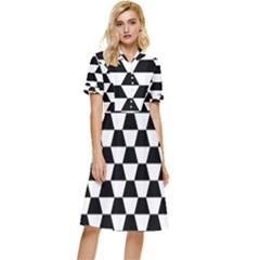 Hexagons Button Top Knee Length Dress