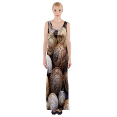 Snail Shells Pattern Arianta Arbustorum Thigh Split Maxi Dress by artworkshop