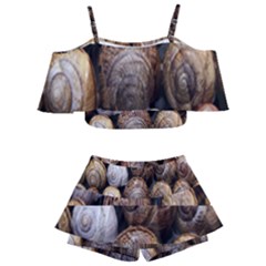 Snail Shells Pattern Arianta Arbustorum Kids  Off Shoulder Skirt Bikini by artworkshop