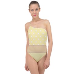 Orange-polkadots Classic One Shoulder Swimsuit by nate14shop