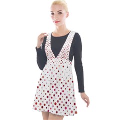 Pattern-polkadots Plunge Pinafore Velour Dress