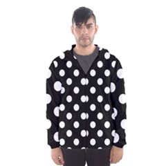 Polka-02 White-black Men s Hooded Windbreaker