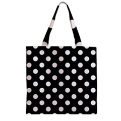 Polka-02 White-black Zipper Grocery Tote Bag by nate14shop