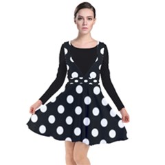 Polka-02 White-black Plunge Pinafore Dress by nate14shop