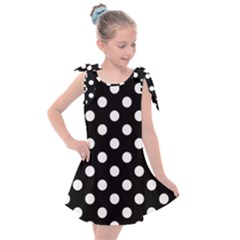 Polka-02 White-black Kids  Tie Up Tunic Dress