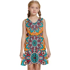 Mandala Spirit Kids  Sleeveless Tiered Mini Dress by zappwaits