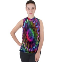 Pride Mandala Mock Neck Chiffon Sleeveless Top by MRNStudios