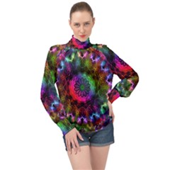 Pride Mandala High Neck Long Sleeve Chiffon Top by MRNStudios