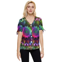 Pride Mandala Bow Sleeve Button Up Top by MRNStudios