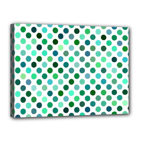 Polka-dot-green Canvas 16  X 12  (stretched) by nate14shop