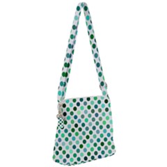 Polka-dot-green Zipper Messenger Bag by nate14shop
