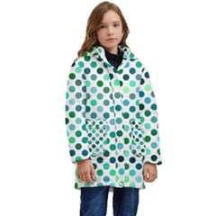 Polka-dot-green Kid s Hooded Longline Puffer Jacket by nate14shop