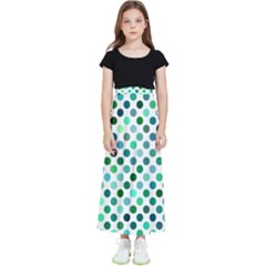 Polka-dot-green Kids  Flared Maxi Skirt by nate14shop