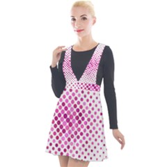 Polkadot-pattern Plunge Pinafore Velour Dress