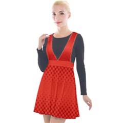 Polkadot-redfull Plunge Pinafore Velour Dress