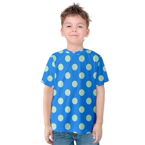 Polka-dots-blue Kids  Cotton Tee by nate14shop