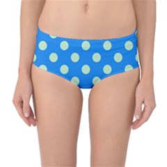 Polka-dots-blue Mid-Waist Bikini Bottoms