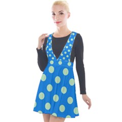 Polka-dots-blue Plunge Pinafore Velour Dress