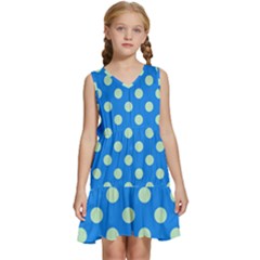 Polka-dots-blue Kids  Sleeveless Tiered Mini Dress by nate14shop