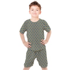 Polka-dots-gray Kids  Tee And Shorts Set by nate14shop