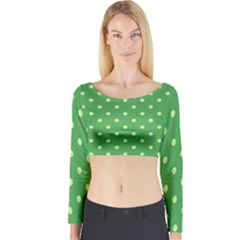 Polka-dots-green Long Sleeve Crop Top by nate14shop