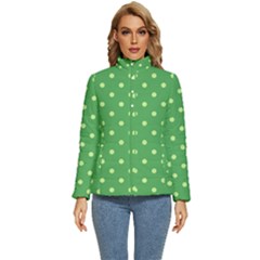 Polka-dots-green Women s Puffer Bubble Jacket Coat by nate14shop