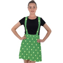 Polka-dots-green Velvet Suspender Skater Skirt by nate14shop
