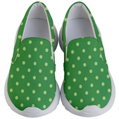 Polka-dots-green Kids Lightweight Slip Ons by nate14shop