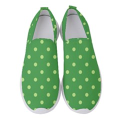 Polka-dots-green Women s Slip On Sneakers by nate14shop