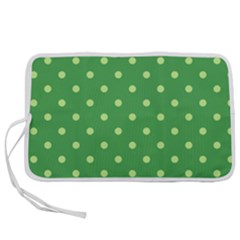 Polka-dots-green Pen Storage Case (l) by nate14shop