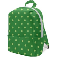 Polka-dots-green Zip Up Backpack by nate14shop