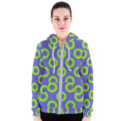 Polka-dots-green-blue Women s Zipper Hoodie by nate14shop