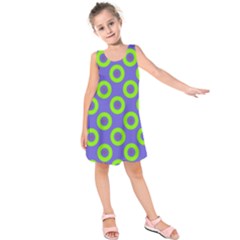 Polka-dots-green-blue Kids  Sleeveless Dress by nate14shop