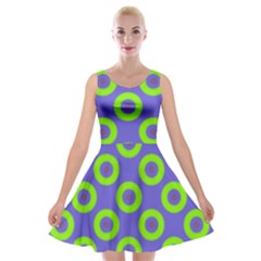 Polka-dots-green-blue Velvet Skater Dress by nate14shop