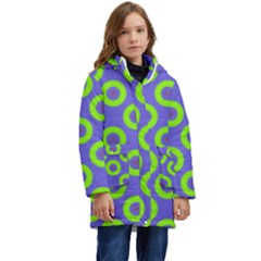 Polka-dots-green-blue Kid s Hooded Longline Puffer Jacket by nate14shop